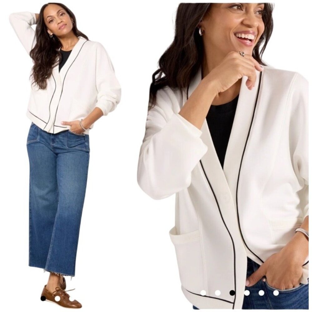 Evereve Women’s Size Medium Corinne Sleek Sweatshirt Offwhite Oversized